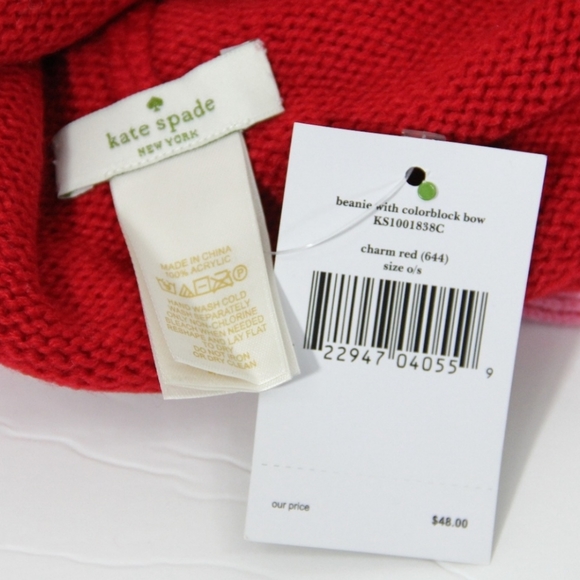 ♠️ Kate Spade Color Block Bow Beanie - Picture 4 of 5